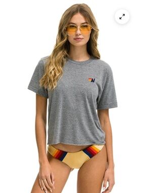 Aviator Nation Basic Boyfriend Tee - Heather Grey